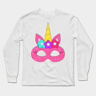 wonderful unicorn head horn mask with beautiful flowers Long Sleeve T-Shirt